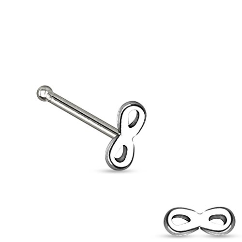 PiercedOff 316L Surgical Steel Infinity Top Nose Studs (Steel)