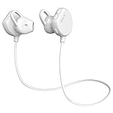 iXCC Bluetooth Headphones, Wireless Sports Earphones Half-in-Ear EarBuds, Apt-x Stereo, Bluetooth V4.1, IPX4 Nano Coating Sweatproof, Noise Cancelling Headset - White