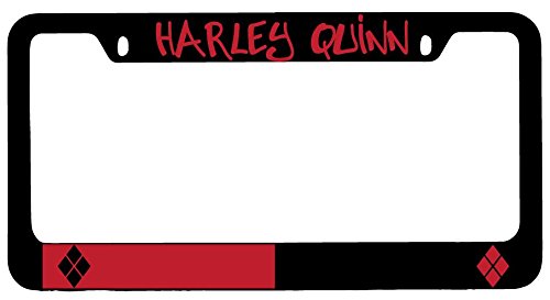 Harley Quinn LOGO (Design 2) Black Metal License Plate Frame Super Hero Theme
