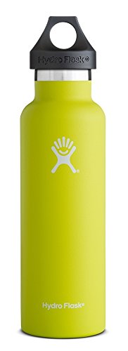 Hydro Flask 21 oz Vacuum Insulated Stainless Steel Water Bottle, Standard Mouth with Loop Cap, Citron