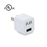 iKits (UL Certified) Universal USB Wall Charger/Travel Charger Single port, 5V 1A , Foldable Plug for iPhone 7, 7Plus, 6s,6, SE, iPhone Charger White