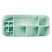 mDesign Plastic Divided Cosmetic Organizer Caddy Tote Bin with Handle, for Bathroom Vanity Storage - Holds Blush, Makeup Brushes, Palettes, Lipstick, Nail Polish - Lumiere Collection - Mint Green