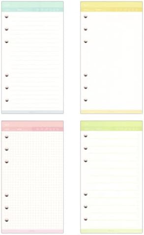 6-Hole A6 Round Ring Planner Refills, Filler Paper with Clear Plastic Binder, 80 Sheets/Set (A6)