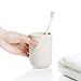 UVIVIU Toothbrush Cup, Bathroom Cup, Toothbrush Holder, Bathroom Tumbler, Plastic, 350ml (Khaki)