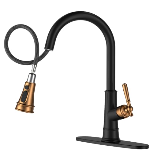 APPASO Antique Kitchen Faucet Matte Black and Rose Gold