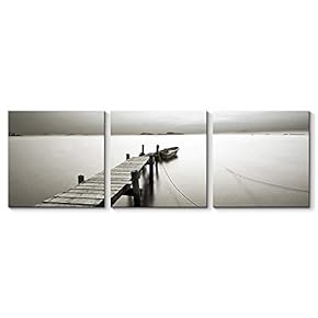 Canvas Wall Art Great Bridge in Water Painting Artwork for Home Prints Framed - 12"x12"x3 Panels