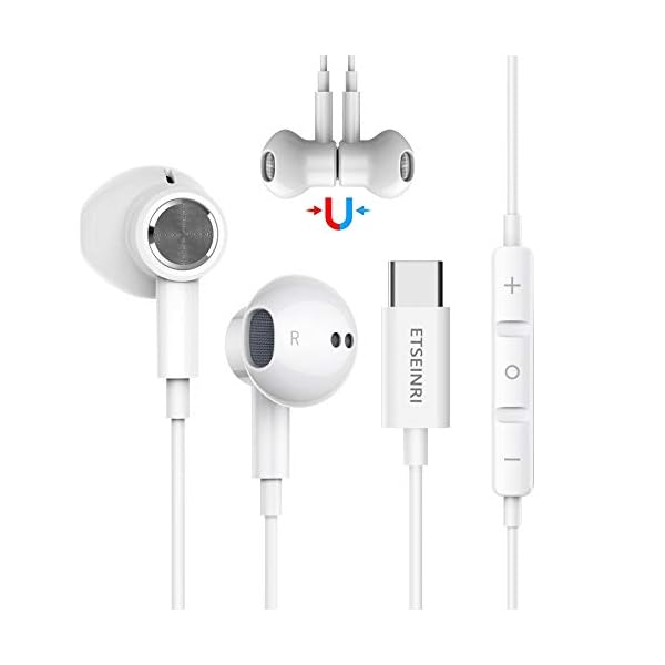 USB-C-Earphones-Magnetic-USB-Type-C-Earphone-in-Ear-Wired-Earbuds-Headphones-HiFi-Stereo-with-Mic-and-Volume-Control-for-Pixel-2345-Samsung-S20-S21-Note10-Huawei-P30-Pro-and-Pad-Pro USB C Headphones, In Ear Magnetic USB C Earphones with Mic Volume Control HiFi Stereo USB C Earbuds for G.oogle Pixel 3…