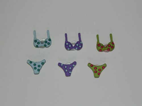 Poka Dot Bikini Office Push Pins set of 6 By Korkys Push Pins