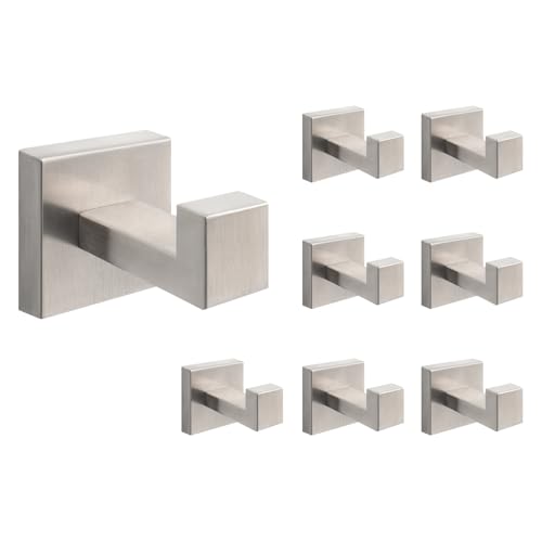 NearMoon Stainless Steel Towel Hooks 8 Pack Brushed Nickel