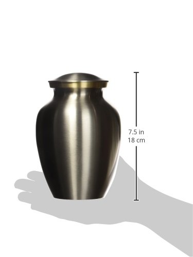 Near & Dear Pet Memorials Classic Brass Pet Cremation Urn, 85 Cubic Inch, Brushed Pewter