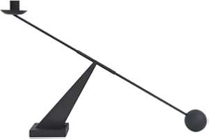 TSUNEN Black Taper Candlestick Holders, Metal Modern Geometric Line Candle Stands Decorative, Long Decorative Candle Holders for Table Centerpiece