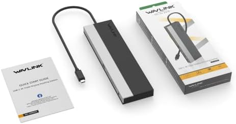 Station d'accueil USB-C 3 moniteurs avec HDMI, DP, VGA, 100 W PD, USB3.0&2.0, RJ45, emplacements SD/TF, Audio/Microphone, pour Lenovo/HP/Dell, etc. - Gris