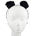 LUX ACCESSORIES Black Faux Fur Pom Pom Puff Ear Headband