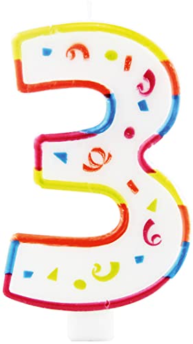 Folat - Bougie XL 3 Ans avec Support Multicolore