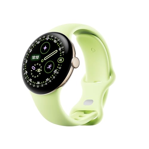Google Pixel Watch 4 (41 mm) – Android-Smartwatch mit gewoelbtem Display und Fitness-Tracking und Unterstuetzung von Gemini – Aluminiumgehaeuse in Champagne Gold – Sportarmband in Lemongrass – LTE