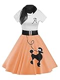 ZEZCLO Women's Retro Poodle Print Skater Dress