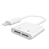 originAIM iPhone Adapter Dual Lightning Adapter Headphone Audio and Charge Adapter for iPhone 7/7 Plus (White)