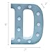 Barnyard Designs Metal Marquee Letter D Light Up Wall Initial Nursery Letter, Home and Event Decoration 9” (Baby Blue)