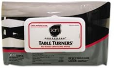 (3 Pack Value Bundle) NICM924SH Table Turners No-Rinse Sanitizing Wipes, 8.2 x 9.8, White
