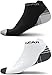 Compression Running Socks Men & Women - Best Low Cut No Show Athletic Socks for Stamina Circulation & Recovery - Durable Ankle Socks for Runners, Plantar Fasciitis & Cycling - 2 PAIR GRY WHT S/M