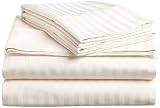RV Mattress Short Queen Sheet Set - (60 x 75) 400 TC Egyptian Cotton -Made Specifically for RV, Camper & Motorhomes (Ivory Stripe)