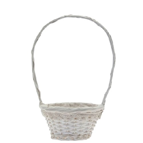 WICKER BRIDESMAID / FLOWER GIRL CONFETTI / PETAL BASKET WHITE + LACE