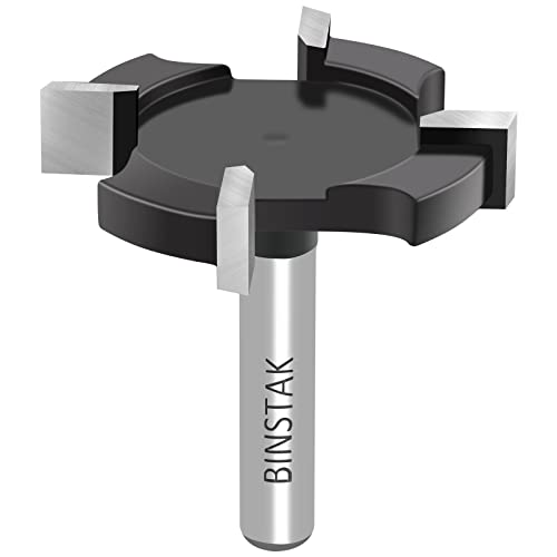 CNC Spoilboard Surfacing Router Bit 1/4 Inch Shank, Extra Large 1-1/2 Inch Cutting Diameter, Slab Flattening Router Bit Planing Bit Wood Planing Bit Dado Planer Bit(Carbide-4 Wings)