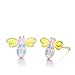 30 Pairs Gold Plated Stainless Steel Post Small Cute Multiple Animal Flower Faux Pearl CZ Stud Earrings Set for Girls Kids New Year Christmas Gift