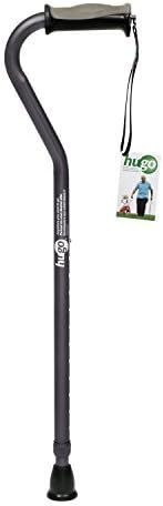 Hugo Mobility Adjustable Offset Handle Cane with Reflective Strap, Smoke by Hugo Mobility