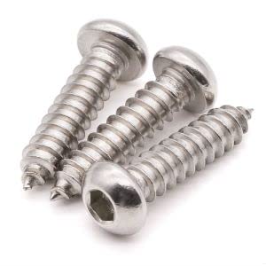 Photo 1 of (100 PCS) M4 x 12mm Button Socket Head Cap Self Tapping Screws, 304 Stainless Steel, Button Socket Head Wood Screws, Allen Socket Hex Drive