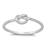.925 Sterling Silver Plain Love Heart Knot Ring Sizes 3-13 (Three Colors)