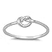 .925 Sterling Silver Plain Love Heart Knot Ring Sizes 3-12 (Three Colors)