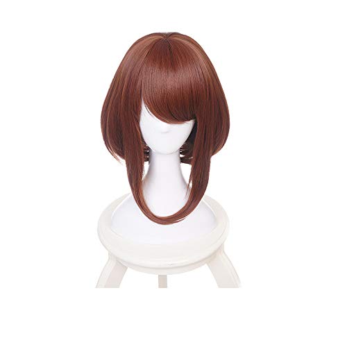 NEWNESS Short Brown Synthetic Cosplay Wig For Women Christmas Party Wigs for My Hero Academia