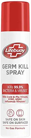 Lifebuoy Antibacterial Germ Kill Spray (No Gas Sanitizer Spray) &ndash; Safe On Skin, Safe On Surfaces | With Disinfectant Properties, 200 ml