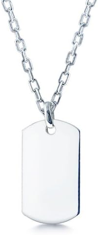 Personalized Stainless Steel Dog Tag with Choise of 18 to 26" Solid Rolo Chain - Free Engraving (18 Inches)