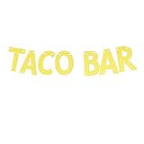 Gold Glitter Taco Bar Banner, Mexican Theme Party Decorations Signs Bunting Garland Photo Booth Props For Fiesta Party, Cinco De Mayo