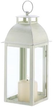 koehler Home Decor Gift Accent Distressed Ivory Metal Hanging Candle Lantern