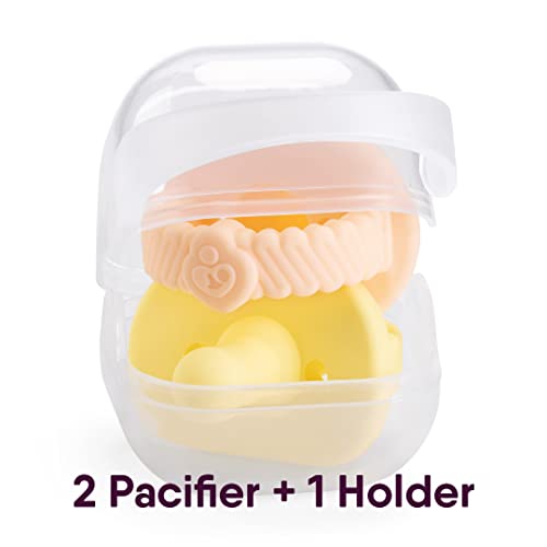NatureBond Baby Silicone Pacifiers Teether (2 Packs) + Pacifier Case