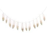 ling's moment 6FT Feather Garland Champagne Gold Dipped Feather Banner Boho Decor, Nursery Garland, Students Dormitory Home Bedroom Teepee Party Bridal Baby Shower Decorations