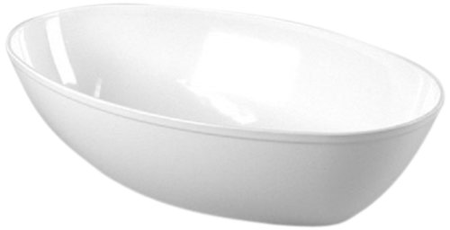 CaterLine Luau 64-Ounce Heavyweight Plastic Oval Serving Bowl, White (50-Count)