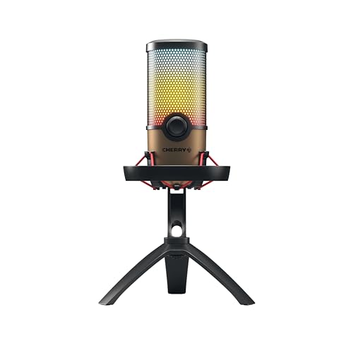 Cherry Um 9.0 Pro Rgb, Usb-Mikrofon Mit Rgb-Beleuchtung, Für Gaming, Streaming, Asmr, 4 Richtcharakteristiken, Kompatibel Mit Pc/Mac/Ps4/Ps5, Schwarz-Kupfer