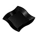 WAVEWARE PLASTIC PARTY DISPOSABLE PLATES | 9 Inch Black Hard Square Wedding Dinner Plates, 20 Ct | Elegant & Fancy Heavy Duty Hard Party Supplies Salad Plates for Holidays & Occasions