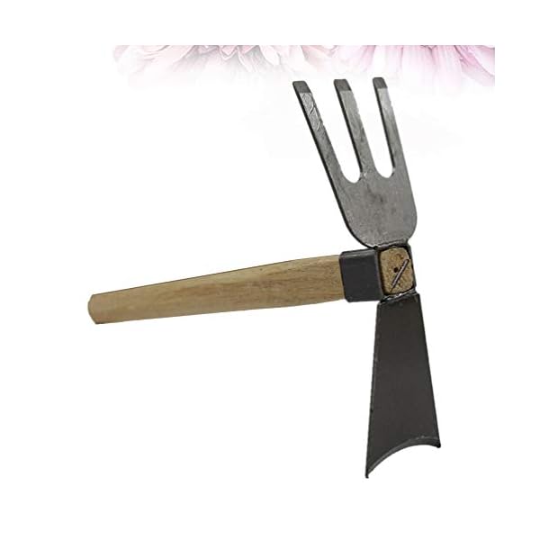 Cabilock Gartenhacke Kleinhacke Doppelkopf Hacken Stahl Spatengabel mit Holzgriff Grabegabel zum Umgraben und Auflockern… – Bild 8