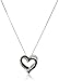 Amazon Collection 10k White Gold Black and White Diamond Double Heart Pendant Necklace (1/5 cttw, I-J Color, I2-I3 Clarity)