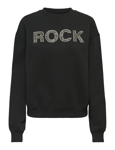 ONLY Onlcora L/S O-Neck Application Box Swt, Negro, M para Mujer