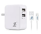 iXCC UL and MFi Certified Universal 17W 2-Port Dual USB Wall Charger and 3-Feet Lightning Cable - White