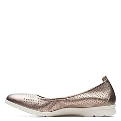 Clarks Womens Jenette Ease Ballet Flat, Metallic