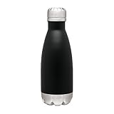 Double Wall Stainless Steel Thermal Travel Bottle, Vacuum Insulated, Copper Lined, 12oz. Capacity - Matte Black