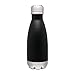 Double Wall Stainless Steel Thermal Travel Bottle, Vacuum Insulated, Copper Lined, 12oz. Capacity - Matte Black