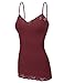 RT1004 Ladies Adjustable Spaghetti Strap Lace Trim Long Tunic Cami Tank Top Burgundy S